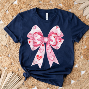 Valentine's Heart XOXO Love Design T-Shirt Coquette Bow Shirt