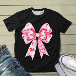 Valentine's Heart XOXO Love Design T-Shirt Coquette Bow Shirt