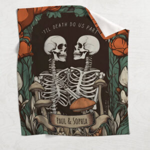 Till Death Do Us Part Personalized Skull Couple Blanket Gift On Valentines Day