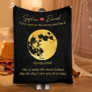 I Love You To The Moon And Back Personalized Couple Blanket Gift On Valentines Day