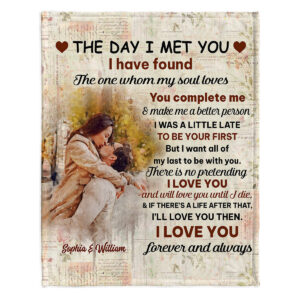 The Day I Met You Personalized Couple Blanket Gift On Valentines Day