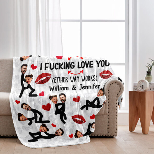 I Fucking Love You Funny Photo Inserted Couple Blanket Naughty Couple Blanket Gift On Valentines Day