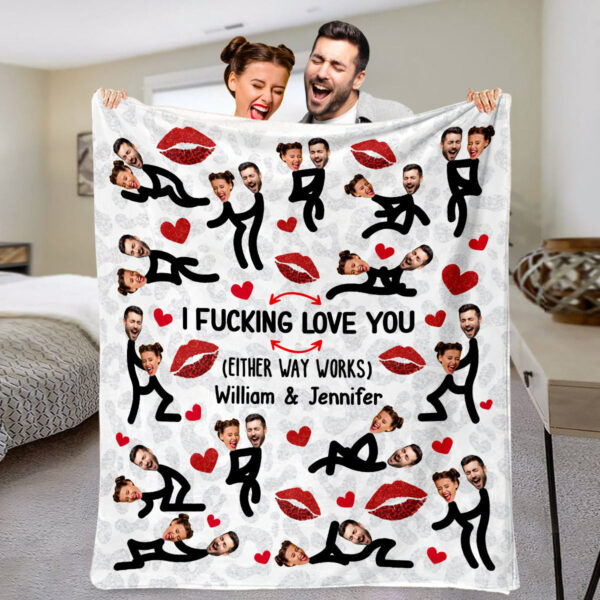 I Fucking Love You Funny Photo Inserted Couple Blanket Naughty Couple Blanket Gift On Valentines Day