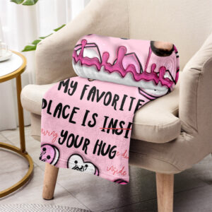 My Favorite Place Is Inside Your Hug Heart Candy Personalized Couple Blanket