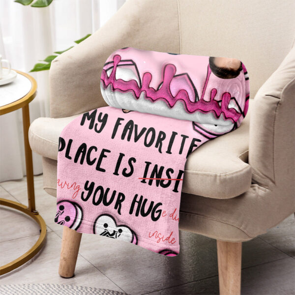 My Favorite Place Is Inside Your Hug Heart Candy Personalized Couple Blanket