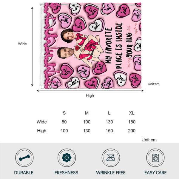 My Favorite Place Is Inside Your Hug Heart Candy Personalized Couple Blanket