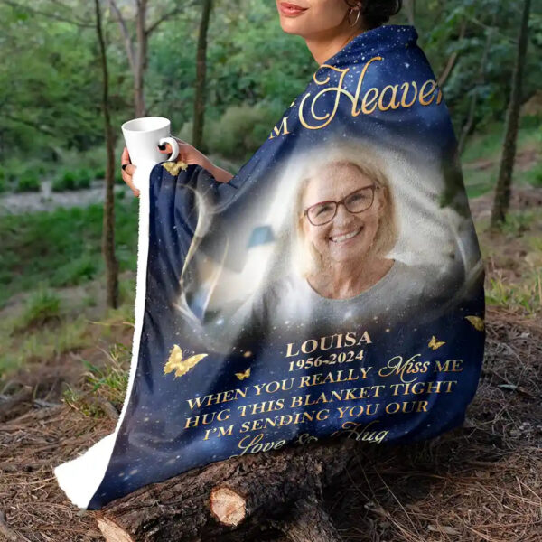 Custom Photo Mom Grandma Every Time You Snuggle This Blanket - Personalized Fleece Blanket, Sherpa Blanket