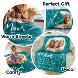 Custom Photo Mom Grandma Every Time You Snuggle This Blanket - Personalized Fleece Blanket, Sherpa Blanket