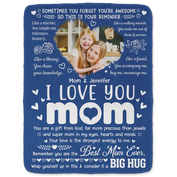 Custom Photo Remember You Are The Best Mom Ever - Personalized Fleece Blanket, Sherpa Blanket