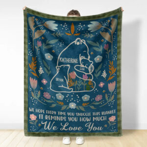 Mama Bear We Hope Every Time You Snuggle This Blanket Personalized Fleece Blanket Mothers Day Gift