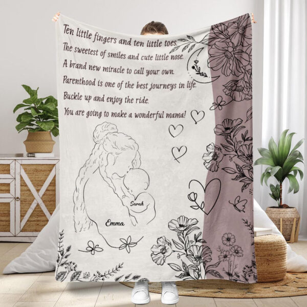 Ten Little Fingers And Ten Little Toes Personalized Mother Blanket Mother's Day Gifts