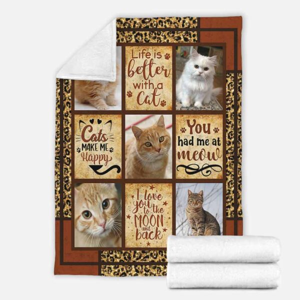 Cat Lover Personalized Blanket Photo Cat Blanket Gift For Cat Lover Cat Mom Cat Dad