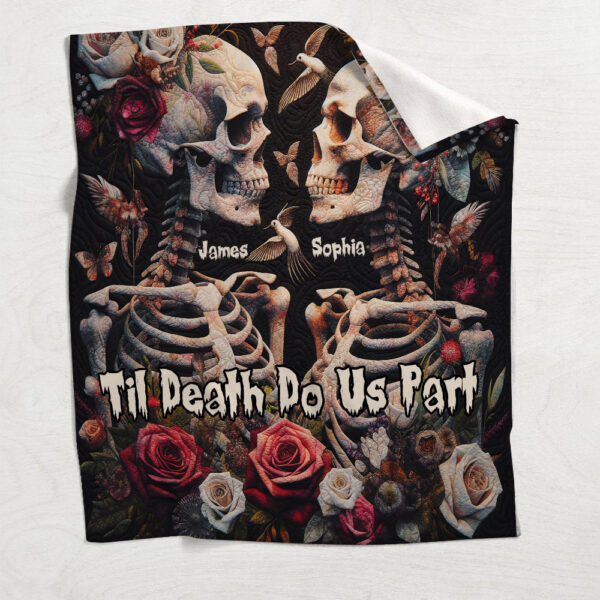 Til Death Do Us Part Personalized Skull Couple Blanket Gift On Valentines Day Birthday Anniversary