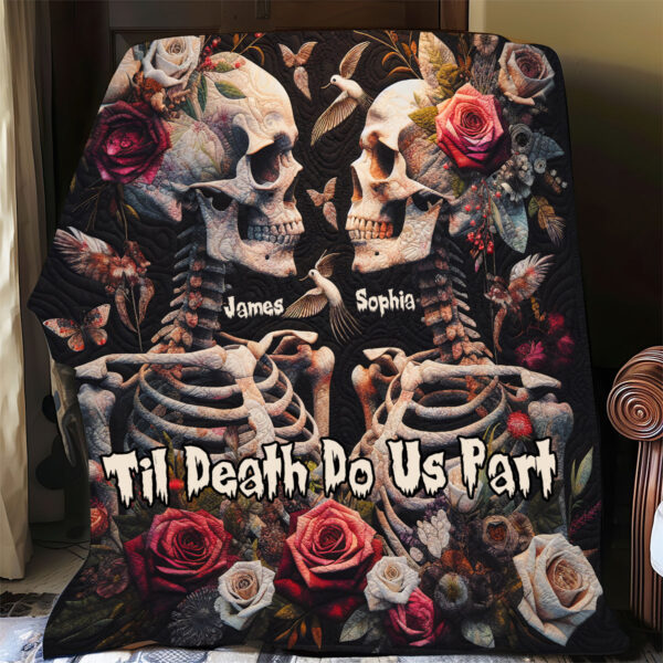 Til Death Do Us Part Personalized Skull Couple Blanket Gift On Valentines Day Birthday Anniversary