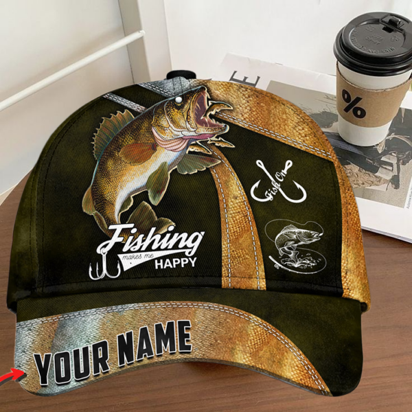 Personalized Walleye Fishing Classic Cap Gift For Fisherman On Fathers Day Birthday