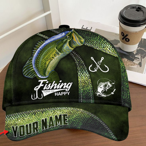 Personalized Largemouth Bass Fishing Classic Cap Gift For Fisherman On Fathers Day Birthday