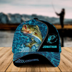 Personalized Fishing Water Blue Cap Gift For Fisherman On Fathers Day Birthday