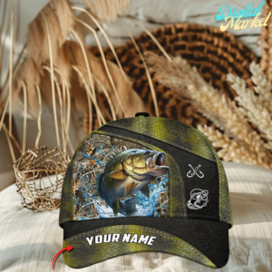 Bass Fishing Personalized Name Blue 3D Classic Cap