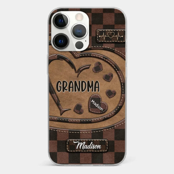 Grandma’s Love Is The Heart Of Our Family - Family Personalized Custom Clear Phone Case - Gift For Mom, Grandma