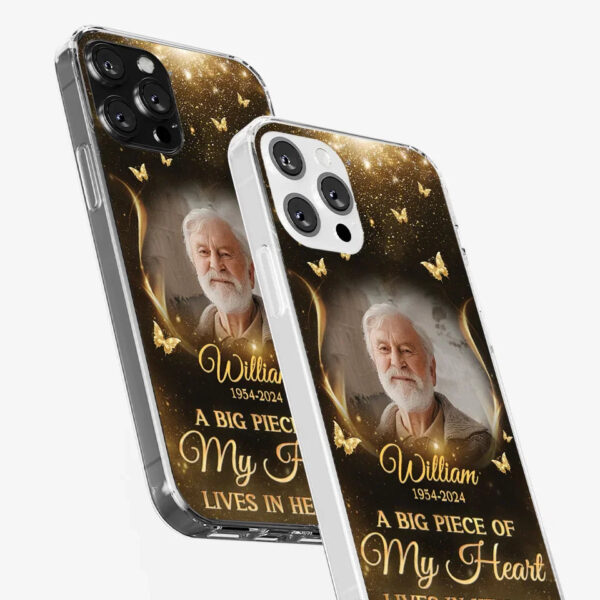 Custom Photo A Big Piece Of My Heart Memorial Clear Phone Case Sympathy Gift For Family Members