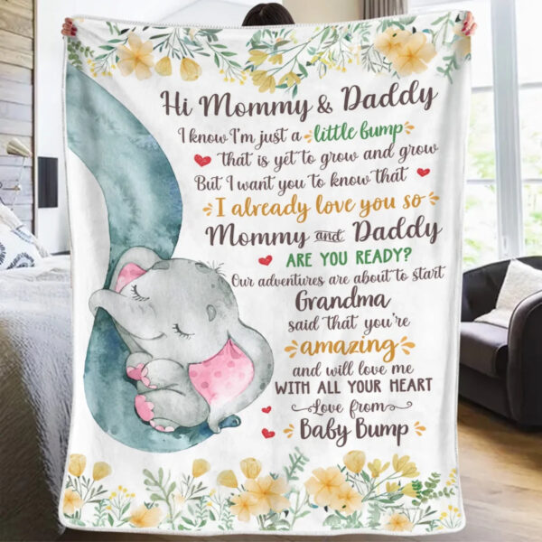 Our Adventures Are About To Start Family Personalized Blanket Baby Shower Gift, Gift For First Mom