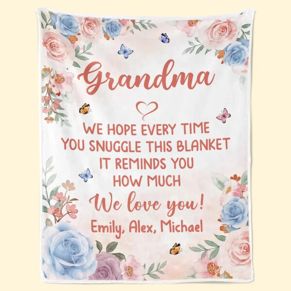 We Love You Grandma Family Personalized Blanket Mother's Day, Gift For Mom, Grandma