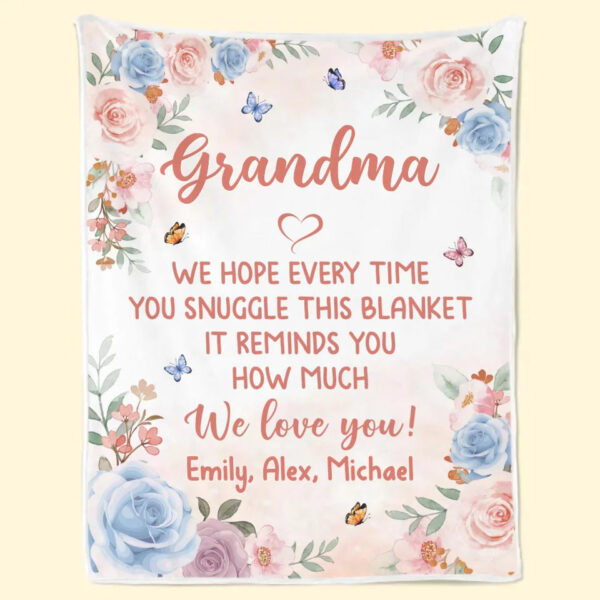 We Love You Grandma Family Personalized Blanket Mother's Day, Gift For Mom, Grandma