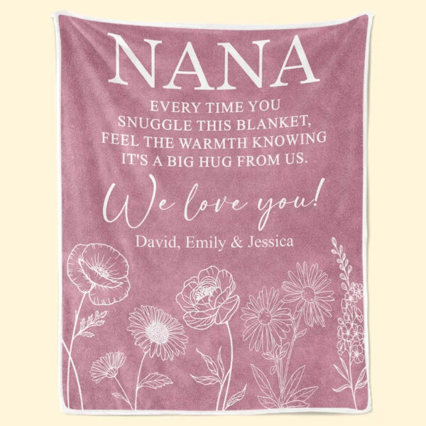 A Big Hug From Me Family Personalized Blanket Mother's Day, Gift For Mom, Grandma