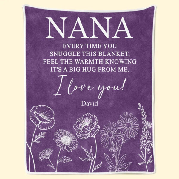 A Big Hug From Me Family Personalized Blanket Mother's Day, Gift For Mom, Grandma