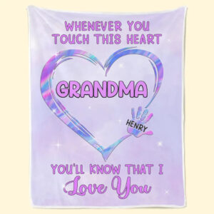 Whenever You Touch This Heart Family Personalized Blanket Gift For Mom, Grandma