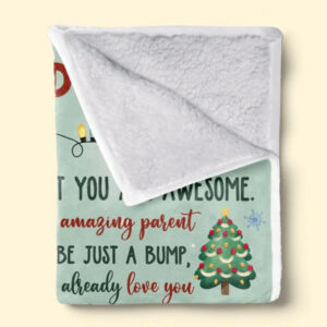 Love Kisses And Kicks From Baby Bump Family Personalized Blanket Baby Shower Gift, First Christmas Gift, Christmas Gift For First Mom