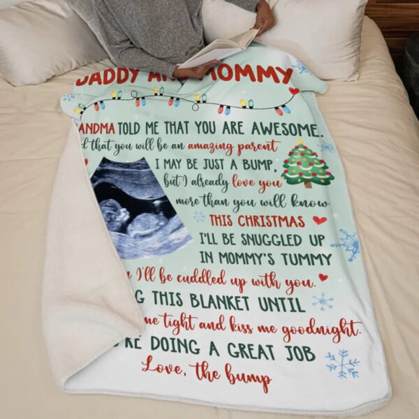 Custom Photo I'll Be Cuddled Up With You Family Personalized Blanket Baby Shower Gift, First Christmas Gift, Christmas Gift For First Mom