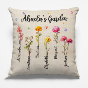 Grandma's Garden Family Personalized Pillow Gift For Grandma, Mama, Mothers Day Gifts