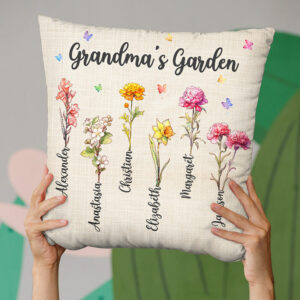 Grandma's Garden Family Personalized Pillow Gift For Grandma, Mama, Mothers Day Gifts