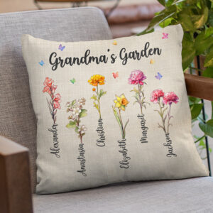 Grandma's Garden Family Personalized Pillow Gift For Grandma, Mama, Mothers Day Gifts