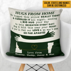 Personalized States Hugs From Home Custom Pillow