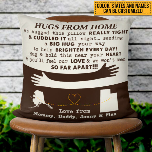 Personalized States Hugs From Home Custom Pillow