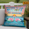 Beach Flamingo Paradise Custom Pillow, Beach House Decoration, Flamingo Lounge Decoration