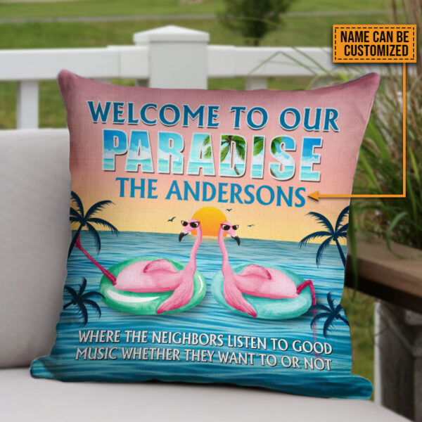 Beach Flamingo Paradise Custom Pillow, Beach House Decoration, Flamingo Lounge Decoration