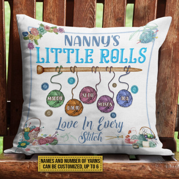 Knitting Grandma Little Rolls Custom Pillow, Grandparents, Grandma Gift, Grandchild