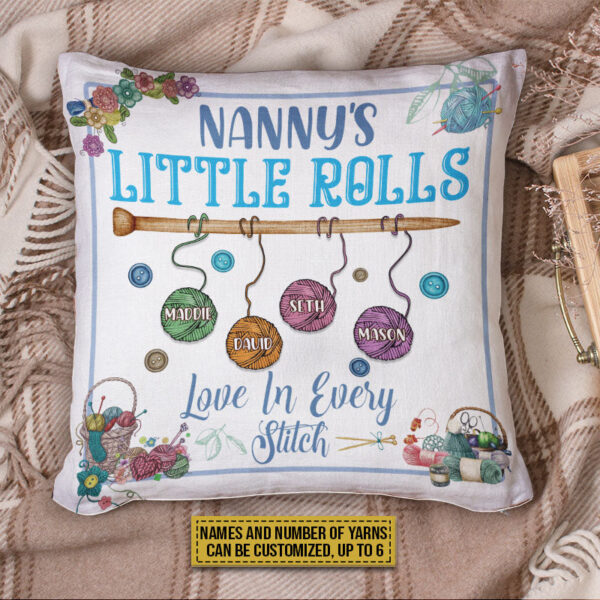 Knitting Grandma Little Rolls Custom Pillow, Grandparents, Grandma Gift, Grandchild