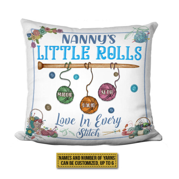 Knitting Grandma Little Rolls Custom Pillow, Grandparents, Grandma Gift, Grandchild