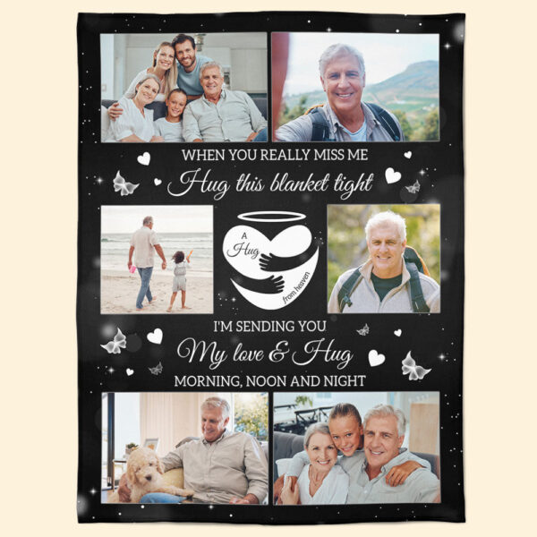 A Hug From Heaven Memorial Gift - Personalized Memory Photo Blanket