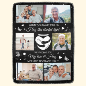 A Hug From Heaven Memorial Gift - Personalized Memory Photo Blanket