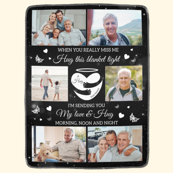 A Hug From Heaven Memorial Gift - Personalized Memory Photo Blanket