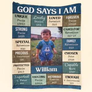 God Says I Am - Personalized Baby Photo Blanket