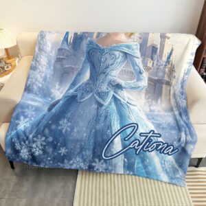 Ice Princess - Gifts For Little Girls, Daughter - Custom Face & Name - Personalized Photo Blanket